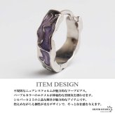 シルバー925 ニュアンスピアス フープピアス パープル 歪み 不規則 エナメル かっこいい シンプル 紫 片耳 メンズ 男性 金属アレルギー対応 イヤリング