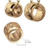 金属アレルギー対応 ペアネックレス ハワイアンジュエリー 純チタン ゴールドカラー ペアネックレス 誕生石 バレル Sサイズ チェーン 長さ選べる イオンプレーティング カップル プレゼント 【品番：CG-TIP403S-RYP】