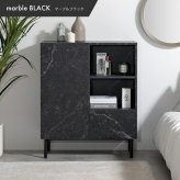 キャビネット 幅72cm 大理石柄 コンパクト 収納棚 扉付き 引き出し オープンラック コード穴 ルーター収納 本棚 書類収納 リビング収納 サイドボード 省スペース モダン 高級感 おしゃれ マーブルホワイト マーブルブラック ストーングレー 組立品 新生活