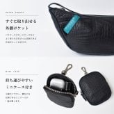 ボディバッグ クロコダイル メンズ 腹革 センター取り ワニ革 ショルダーバッグ スリングバッグ 斜め掛けバッグ マットブラック 牛革 本革 本物 大容量 ポーチ付き 長財布入る プレゼント ギフト 送料無料