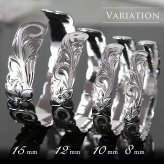 ハワイアンジュエリー バングル ハワイアンジュエリー ブレスレット ペアバングル 幅10mm 刻印 無料 サイズが選べる オープンバングル ペア 2本セット カットアウト スクロール シルバー925 太め カップル 夫婦 プレゼント ハロウィン 【品番：B5003-10P】