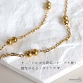 ステンレス ミラーネックレス ローズ ペンダント ゴールド レディース 薔薇模様 ビーズチェーン 花モチーフ オーバル 額縁風 アクセサリー クラシカル アンティーク調 上品 大人可愛い 個性的 きれいめ カジュアル 胸元