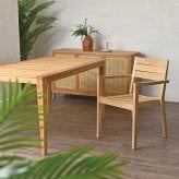 ダイニング家具 ダイニングチェア 肘付き アームチェア チーク無垢材 木製 無塗装 アウトドア インドア 屋外 室内アジアン家具 モダン リビング エスニック アジアン テイスト 家具 バリ 1脚