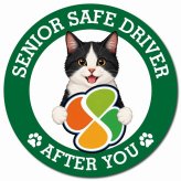 カーサイン 高齢者マーク SENIOR SAFE DRIVER 黒白（ハチワレ） マグネット 強力 直径13cm 肉球 日本製 車 ステッカー