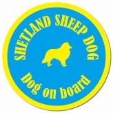 カラフル Dog on board シェットランドシープドッグ ブルー＆イエロー カーサイン 車 マグネットステッカー 犬 マグネット 強力 直径13cm 丸型 おしゃれ かわいい ドラレコステッカー 安全対策 危険運転 煽り運転 アニマル 動物 犬種別 屋外 防水 屋内