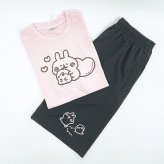 カナヘイの小動物 リラックスドライセットアップ ピンク×ブラック アパレル パジャマ 送料込み