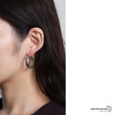 ステンレス 編み込みピアス 大ぶりピアス フープピアス ゴールド シルバー プチプラ 大きめ 存在感 メタル サークル リーフ 月桂冠 フィッシュボーン 両耳2点 レディース 女性 金属アレルギー対応 イヤリング