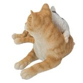 置物 猫 腹ばいの親子猫 茶トラ 子猫 幅32cm woobia ウービア リアル かわいい おしゃれ 玄関 インテリア オブジェ ガーデン 親子 ペア 二匹 ふたご 動物 ネコ 癒し 北欧 リビング プレゼント ギフト 新築祝い 猫好き