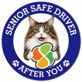 カーサイン 高齢者マーク SENIOR SAFE DRIVER ノルウェージャンフォレストキャット マグネット 強力 直径13cm 肉球 日本製 車 ステッカー