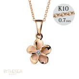 ゴールド ネックレス ハワイアンジュエリー ネックレス ピンクゴールド ネックレス プルメリア 14K K14ピンクゴールド ダイヤモンド ジルコニア K10 10Kあずきチェーン太0.7mm ギフトラッピング可能 彼女 妻 女性 レディース プレゼント ハロウィン 【品番：CG-GP109R】