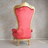 椅子 チェア 脚付 ロココ ゴールド 女王様の椅子 幅93cm レッド チェリー アンティーク調 ロココ調 姫系 プリンセス 猫脚 ヨーロピアン 輸入家具 オシャレ 写真館 ファンタジー 映画 おとぎの国からやって来た “王様の椅子”と“女王様の椅子 新生活