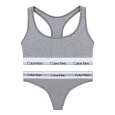 カルバンクライン Calvin Klein(CK) ブラ&ショーツ Tバック セット ロゴ 無地 ノンワイヤー アンダーウェア インナー 下着 QF8493+QF8518 レディース グレー