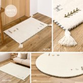 ラグ カーペット ギャッベ マット 厚み 小さめ 小さい おしゃれ かわいい 裏張りなし 通気性 ホット 対応 床暖房対応 タッセル付き オールシーズン 敷物 インド ウール 耐久性 約190×190cm