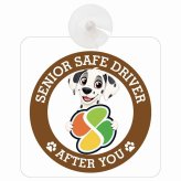 カーサイン 高齢者マーク SENIOR SAFE DRIVER ダルメシアン 車内用 吸盤タイプ 収れん火災防止タイプ 肉球 日本製 車 ステッカー