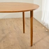 開梱設置無料 ダイニングテーブル 単品 120cm幅 木製 4人用 チーク無垢材 丸型 コンパクト 机 インテリア おしゃれ ナチュラル 天然木 北欧 カフェ 食卓 モダン ワックス仕上げ 新生活
