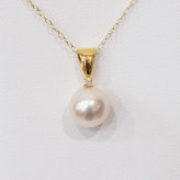 ［pearl589］ 8mm - 8.5mm ホワイトピンク ペンダント ダイヤモンド付 あこや真珠 0.01ct