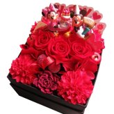 母の日 ディズニー 花束風ボックスギフト 箱を開けてサプライズ ミッキー ミニー入り プリザーブドフラワー入り