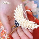 【 ハレの日のお祝いに 】 つまみ細工 鶴 かんざし 選べる形と色 髪飾り ヘアアクセサリー ヘッドドレス 和装 白無垢 振袖 袴 結婚式 成人式 卒業式 伝統工芸 ルルズ Lulu＊s