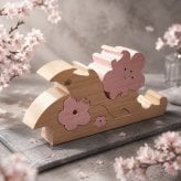 国産ヒノキの童話シリーズ｜親指姫の木製組み木｜台座付き｜アクリル絵の具仕上げ｜木製インテリア・贈り物