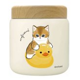 もふさんど モフサンド mofusand ステンレス スープポット 300ml 送料無料 53-2153 53-2154 53-2155 スープジャー アヒルにゃん ハムにゃん シフォンケーキにゃん お弁当 保温 保冷 木目蓋 真空二重構造 コンパクト かわいい ランチ 通勤 通学 アヒルにゃん
