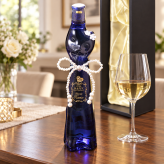 退職 異動 名入れ SXX 白ワイン G.A.シュミット ラインヘッセン リースリング Q.b.A. ブルーネコボトル 500ml デコ仕上げ パールリボン付 布張りBOX入り / プレゼント ギフト 退職 記念 誕生日 長寿 祝い 猫 ねこ ドイツワイン