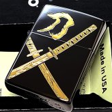 ZIPPO 和柄 刀 ブラック＆ゴールド ジッポ ライター かっこいい 彫刻 日本 金差し 和風 漢字 おしゃれ 黒金 メンズ ギフト プレゼント