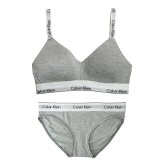 カルバンクライン Calvin Klein(CK) ブラ&ショーツ セット ロゴ 無地 ノンワイヤー アンダーウェア インナー 下着 QF8504+QF8520 050 レディース グレー