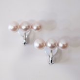 ［pearl616］ 7.5mm - 8mm ホワイトピンク 3連 イヤリング あこや真珠 本真珠 熊本 天草 真珠