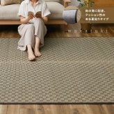 夏ラグ 夏用カーペット い草カーペット 裏貼り 若月 約382×382cm 本間 8畳 8帖 敷き詰め 柄上敷き 花ござ い草ラグ 和モダン 市松模様