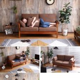ソファ 座椅子 ー 二人掛け sofa 2P おしゃれ おうち時間 一人暮らし 新生活 ヴィンテージ 肘掛けあり 肘置きあり シンプル 木製フレーム 木フレーム ボリューム やわらか 座り心地 送料無料