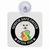 カーサイン 高齢者マーク SENIOR SAFE DRIVER チンチラ 車内用 吸盤タイプ 収れん火災防止タイプ 肉球 日本製 車 ステッカー