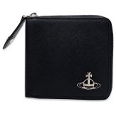 ヴィヴィアンウエストウッド 財布 二つ折り財布 メンズ レディース Vivienne Westwood 51010043 L001N LA N402 ブラック サフィアーノ 本革 ラウンドファスナー 小銭入れあり オーブ ロゴ コンパクト