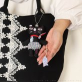 猫 バッグ トートバッグ 日本製 レディース レース 刺繍 チャーム付き かわいい 大人 可愛い 軽量 A4 黒 ネイビー 赤 サブバッグ 猫雑貨 ギフト【LALUICE】