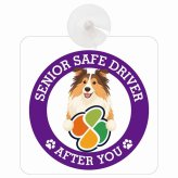 カーサイン 高齢者マーク SENIOR SAFE DRIVER ラフコリー 車内用 吸盤タイプ 収れん火災防止タイプ 肉球 日本製 車 ステッカー