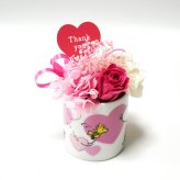 【公式ライセンス商品】スヌーピーハートミニカップピンク（Thank you・Happy Birthday・Congratulations) / プリザーブドフラワー 花 お花 フラワー フラワーギフト キャラ スヌーピー かわいい 雑貨 インテリア プレゼント ギフト 母の日 誕生日 記念日 お祝い