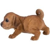 置物 woobia ウービア ミニチュアダックス かまえるダックスフンドの子犬 レッド 幅20.5cm ダックスフント 子犬 リアル 本物そっくり イギリス生まれ 職人手彩色 縁起物 戌年 玄関 インテリア 新築祝い 引っ越し祝い 開店祝い 出産祝い 誕生日 お祝い ギフト プレゼント 犬好き