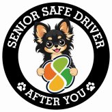 カーサイン 高齢者マーク SENIOR SAFE DRIVER ロングコートチワワ ステッカー シール 直径13cm 肉球 日本製 車