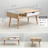 テーブル ロー ガラス ナチュラル カフェ 一人暮らし 新生活 北欧 収納 おしゃれ 幅80 引き出し センター 木目 白 収納付き 小さめ シンプル アンティーク 韓国 インテリア かわいい 木製 iwt-903