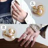 ステンレス パールリング 12タイプ パール 18KGP ゴールド gold オープンリング フリーサイズ レディース 女性 指輪 金属アレルギー対応