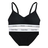 カルバンクライン Calvin Klein(CK) ブラ&ショーツ ビキニ セット ロゴ 無地 ノンワイヤー 下着 アンダーウェア QP3561O+F3787 レディース ブラック