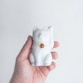 【縁起物×天然石】Jeramic開運招福セット / 招き猫×だるま / 白 / 3体セット / ギフトボックス付き / 瀬戸焼 置物【送料無料（北海道・沖縄を除く）】