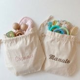 【マロン巾着】 名入れ 刺繍 名前入り 巾着 巾着袋 出産祝い お着替え トート バッグ おむつ ポーチ 入園 入学 入学準備 入園準備 