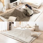 こたつ2点セット こたつテーブル 掛け布団 正方形 75×75cm 布団190×190cm 省スペース コンパクト フェイクラビットファー フランネル リバーシブル 洗える 300W石英管ヒーター 家具調こたつ コタツ テーブル 冬用 こたつ机 冬物