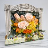 【最後の1点】a la table【ア・ラ・ターブル】自然素材プリザ　お花にこだわった作品　食卓オーナメント付きレジンフレーム　アートアレンジ プリザ　 癒やし　新居　転居　ギフト　お祝い　オフィス　画廊