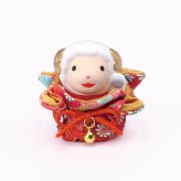 干支 置物 薬師窯 錦彩招福未（ふく福巾着）92 干支の置物 羊 未 未年 陶器 ひつじ ヒツジ 2027年 干支置物 薬師 窯 の 置物 飾り 2027 迎春 正月 縁起 粗品 景品 伝統工芸・陶器の和遊感