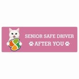 カーサイン 高齢者マーク SENIOR SAFE DRIVER 白 ステッカー シール 長方形 15x5cm 肉球 日本製 車