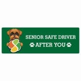 カーサイン 高齢者マーク SENIOR SAFE DRIVER ブリュッセルグリフォン ステッカー シール 長方形 15x5cm 肉球 日本製 車