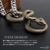 ステンレス スネークネックレス ヘビ ペンダントネックレス ダブル喜平チェーン 6面カット ごつめ ゴールド シルバー 燻し アニマル ユニーク リアル 鱗 メンズ 男性 金属アレルギー対応