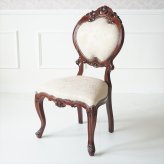 マホガニー ダイニングチェアー 肘掛け無し 猫脚 アンティーク 椅子 姫家具 プリンセス家具 ヨーロッパ風 ブラウン茶 木製ダイニングチェア ロココ調 ヨーロピアン風チェアー 上品エレガント 新生活