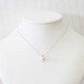 ［pearl603］8mm - 8.5mm ホワイトピンク ペンダント ネックレス 7月 誕生石 ルビー あこや真珠